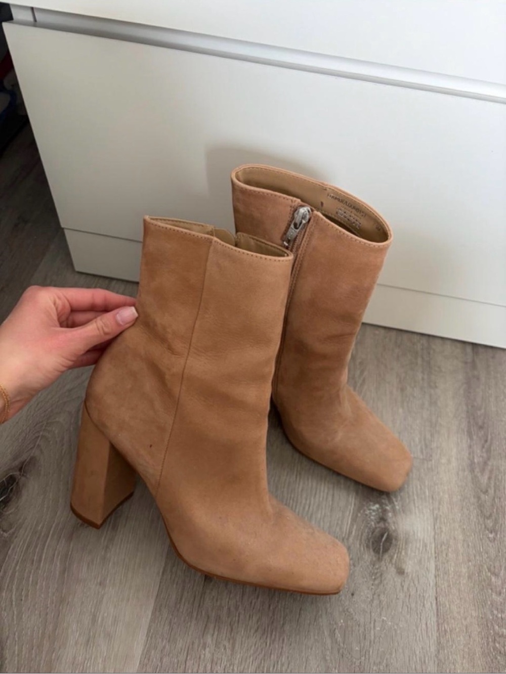 Steve Madden  Tan Suede Block Heel Ankle Boots